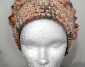 Bonnet "CANELLE" tricoté main en laine,acrylique et alpaga - création Misty Tuss Tricote