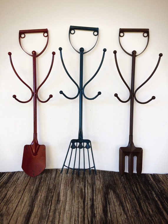 BOLD garden tools wall hooks storage // rake shovel by BOLDHOUSE