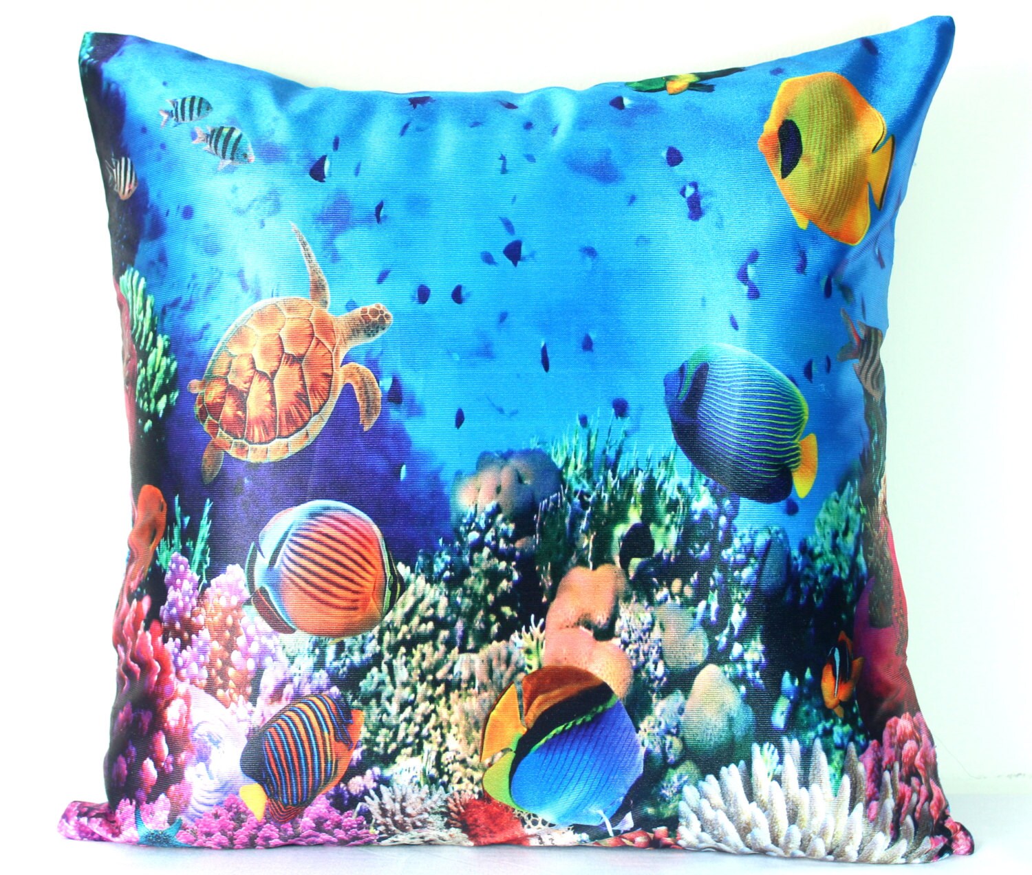 Ocean Pillow Cover Underwater Ocean Life Blue Pillow Colorful