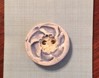 Handmade Ceramic Button Periwinkle Blue And Ivory