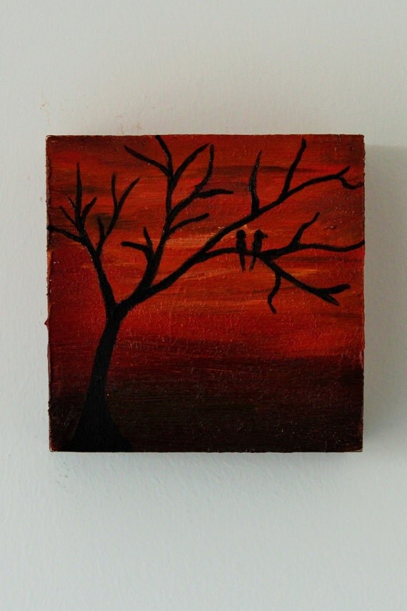 Small acrylic painting on wood