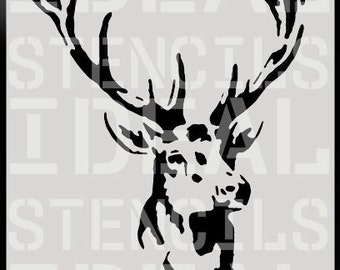 Stag Head Stencil deer head decor Home decorating arts - Stag Head Stencil, deer head decor, painting stencil, wall dÃƒÂ©cor stencil.  large wall stencil, furniture stencil, paint walls stencils