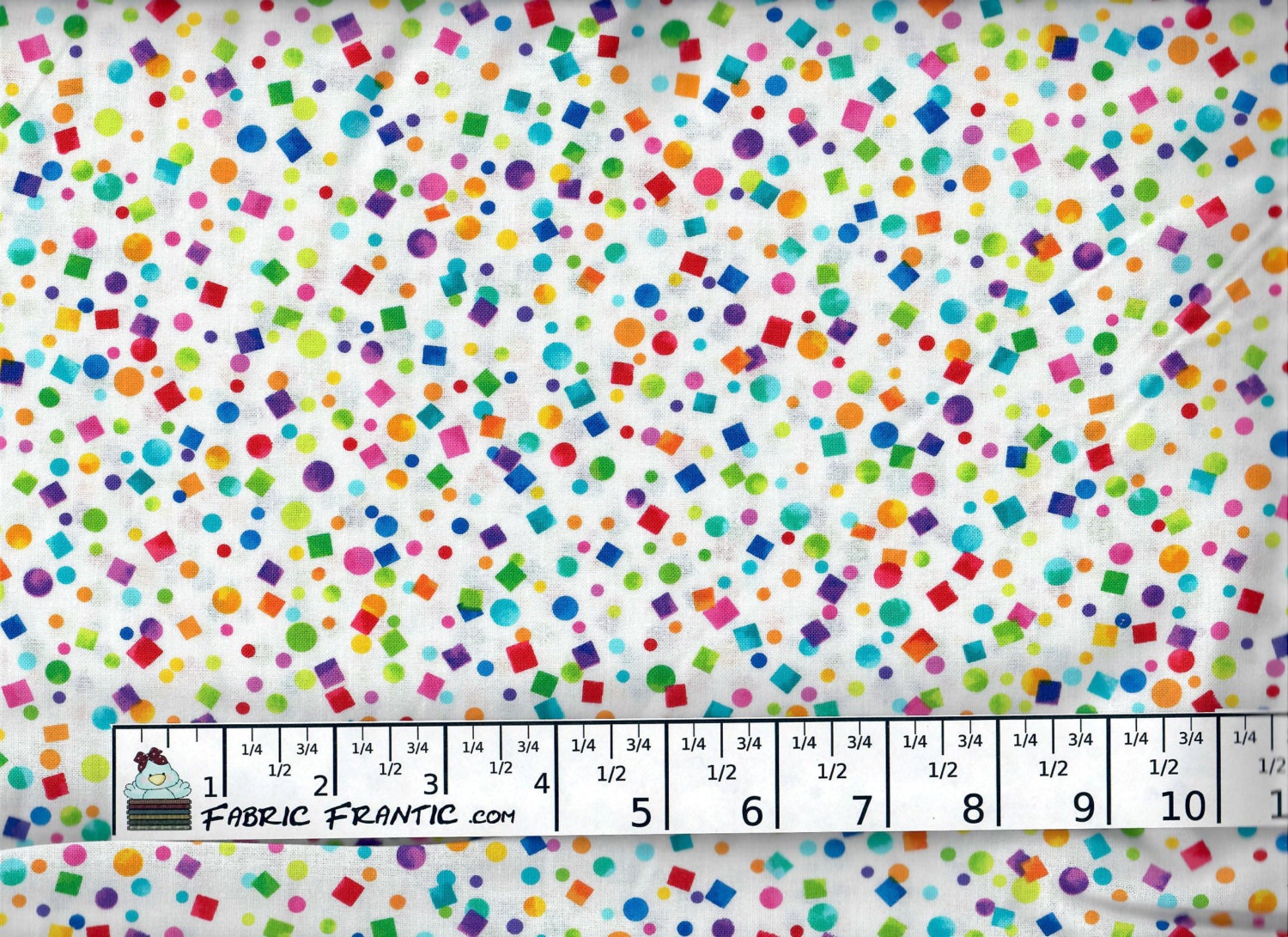Let's Party Rainbow Confetti fabric white Kanvas Studio for Benartex