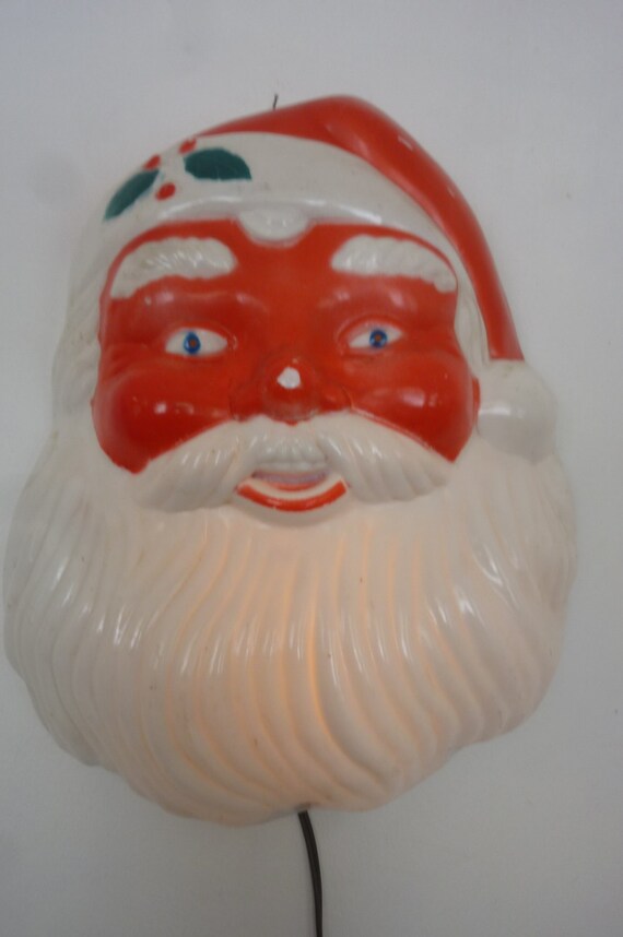 Vintage Plastic Santa 50's Retro Wall Hanging Sculptural