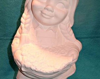 17" Albertas Large Susie Garden Gnome ready to paint ceramic bisque