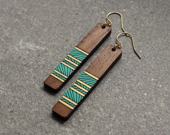 Wood Earrings, Lines Earrings, Laser Cut Wood Earrings, Custom Earrings, geometric Earrings, Wood dangle Earrings, Gifts for her under 50