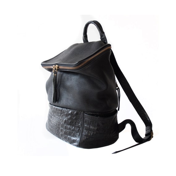 Items similar to BLACK LEATHER BACKPACK on Etsy