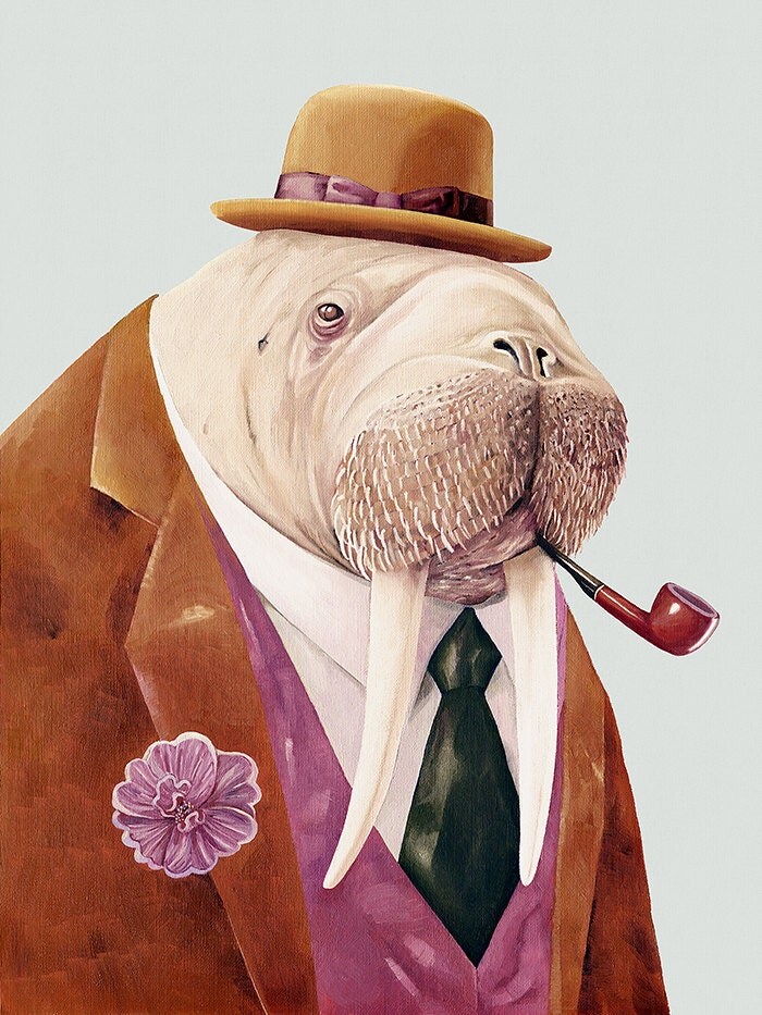 Walrus Art Print Walrus Illustration Walrus Painting Dapper