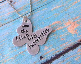 Personalized Memorial Necklace, In Remembrance Necklace, butterfly necklace