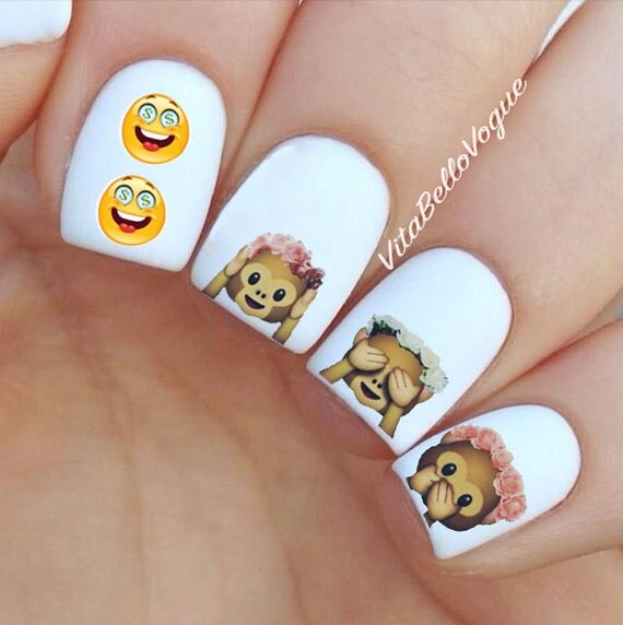 132 pc Emoji Nail Decals Face Emoji Nail Decal by VitaBelloVogue