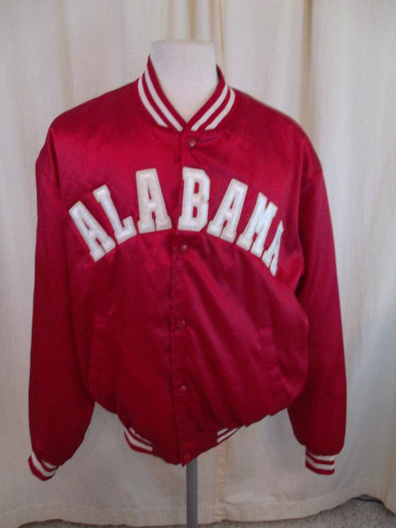 Vintage 80s Alabama Crimson Tide Red Satin Logo Jacket XXL