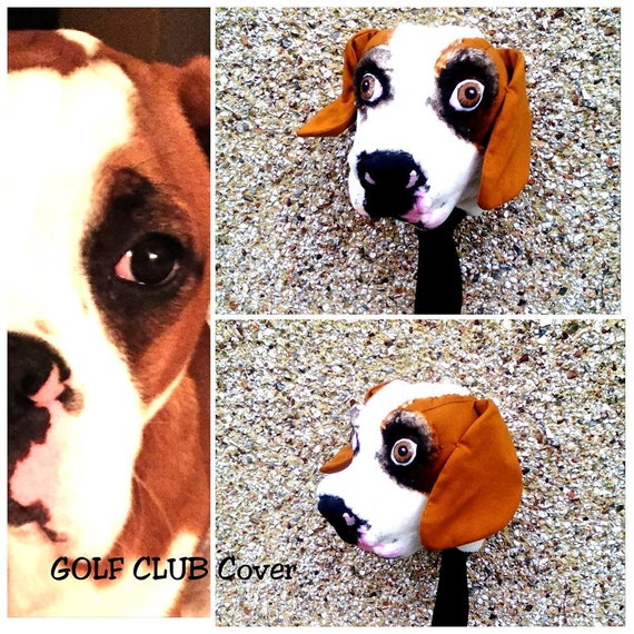 GOLF club head cover Custom Dog portrait Boxerl by Puppetsinabag