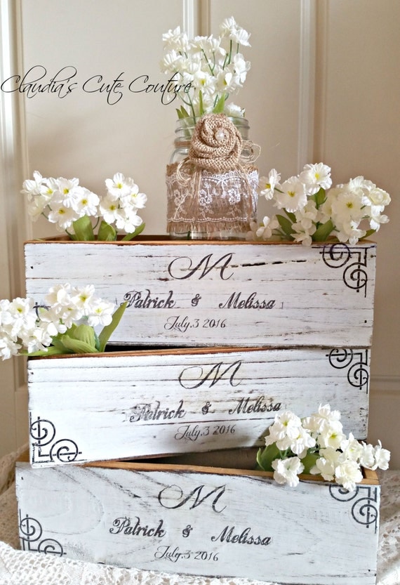 Wood Centerpiece Box Rustic Wedding by ClaudiasCuteCouture on Etsy