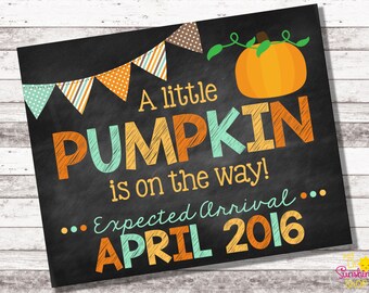 Pumpkin Pregnancy Announcement | Fall Pregnancy Announcement | A Little Pumpkin is on the Way | Chalkboard Sign | Fall Photo Prop | Digital