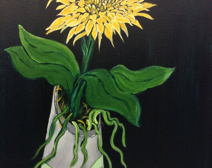 Solitary Mum - Single chrysanthemum in Silver vase