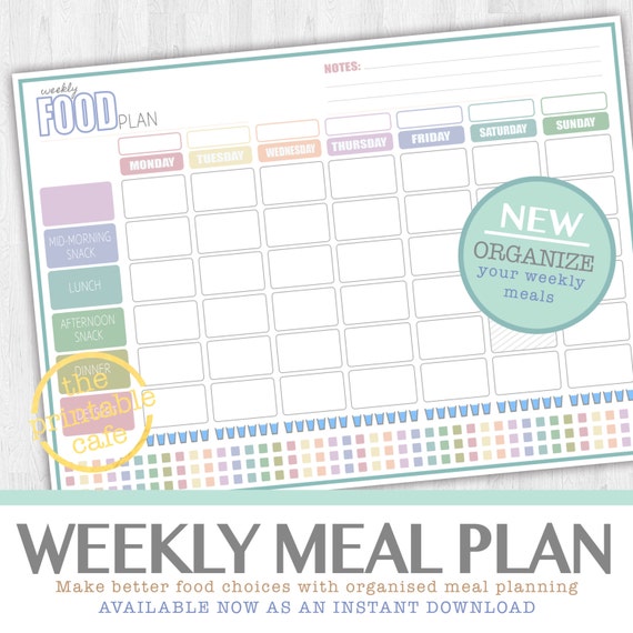 Weekly Food Plan Meal Planner Menu Planning by theprintablecafe