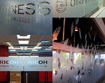 Custom Personalized Etched Vinyl Graphics for Glass / Office Window Frosted Look Sticker / Die Cut Blurry Effect Signs Decal + Decal Gift!