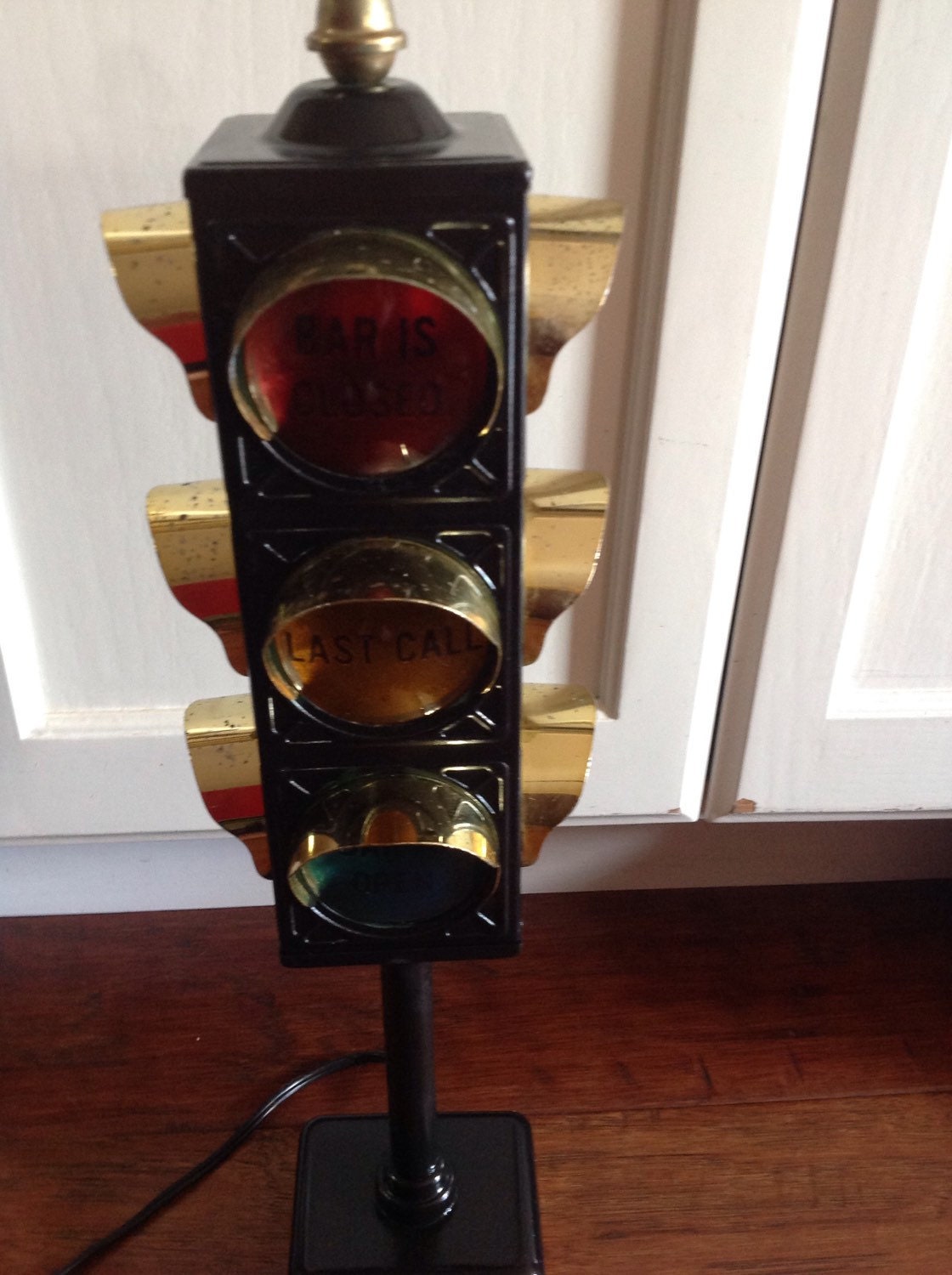Upcycled Vintage Traffic Signal Stop Light BAR IS OPEN