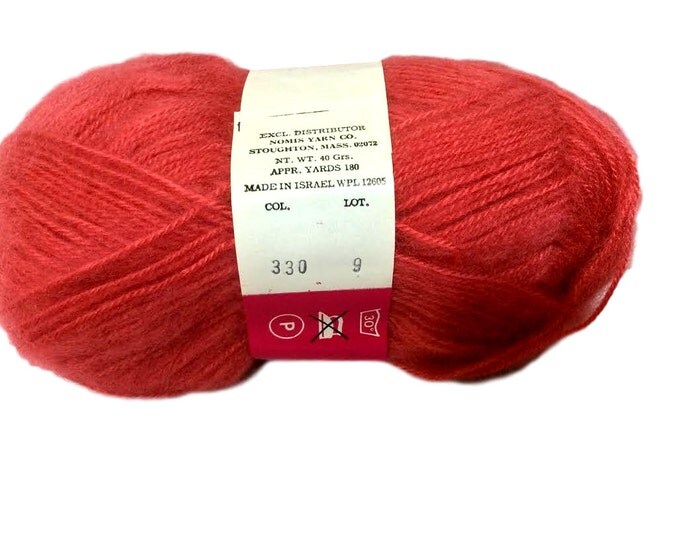 Vintage Conny Acrylic Yarn, Nomis Yarn Company Israel, 10 Skeins Dark Coral