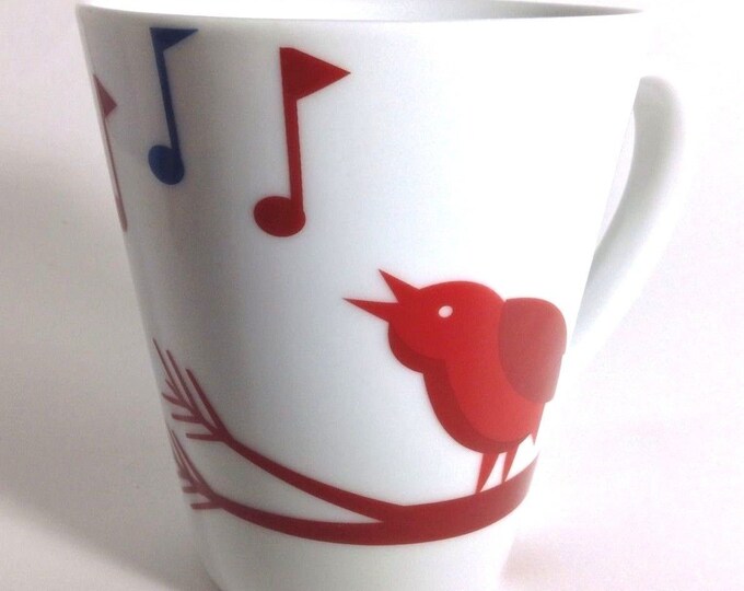 STARBUCKS Tall Coffee Mug, Red Singing Bird Mug, Bird Lover Gift, Gift For Coffee Lover, Christmas Gift, Gift For Starbucks Collector