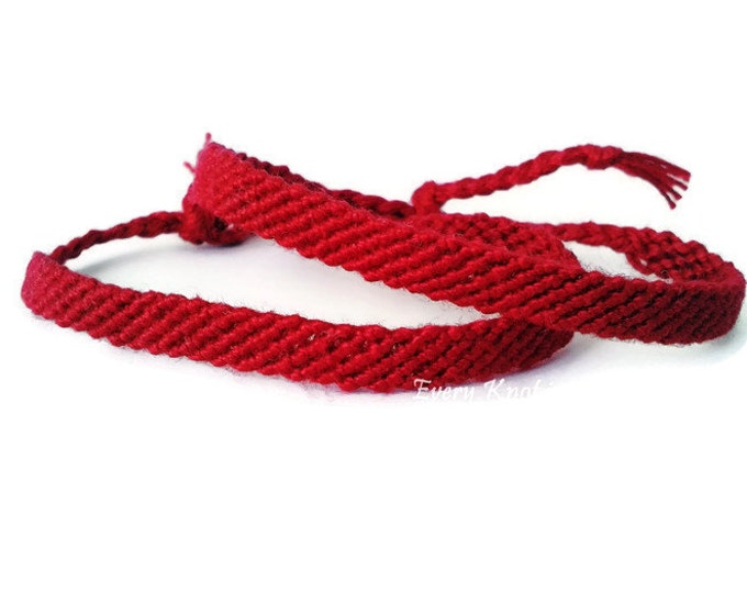 Personalized Friendship Bracelet, Macrame, Woven Bracelet, Wristband, Knotted Bracelet - Kabballah Friendship Bracelet - Red Bracelet