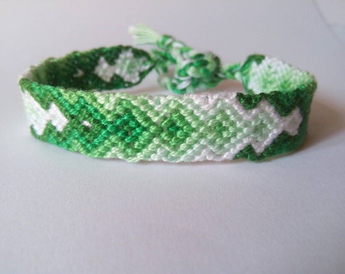 Friendship Bracelet, Macrame, Woven Bracelet, Wristband, Knotted Bracelet - Green Ombre Aztec Arrows