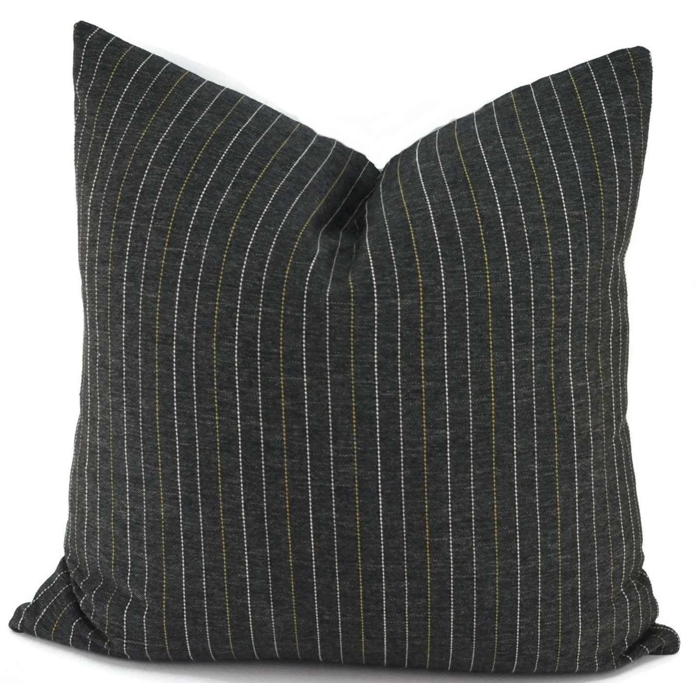 Classic Charcoal Gray Pinstripe Pillow Cover Menswear