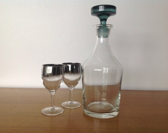 Vintage Art Glass Decanter - Carafe with Stopper