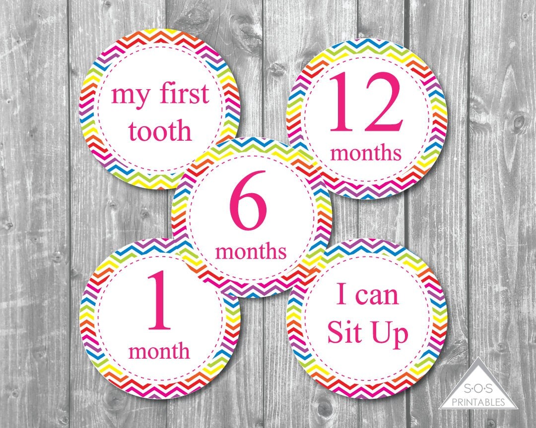 Printable Baby Milestone Stickers Rainbow Milestone Stickers
