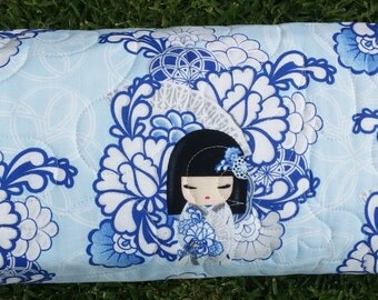 Baby quilt, bassinet, stroller, pram, tummy time, daycare, change mat - Kimmi Dolls in blues