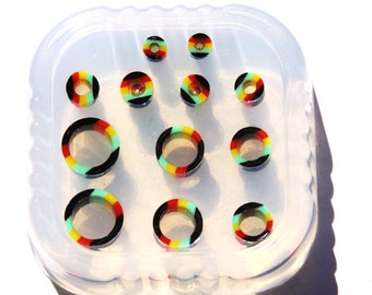 Multi Ear gauges and ear tunnels clear silicone mold for Make at home resin plugs 6 pair. ) Size 12.5mm 10.5mm 9mm 7mm 6mm 4.5mm(A86)