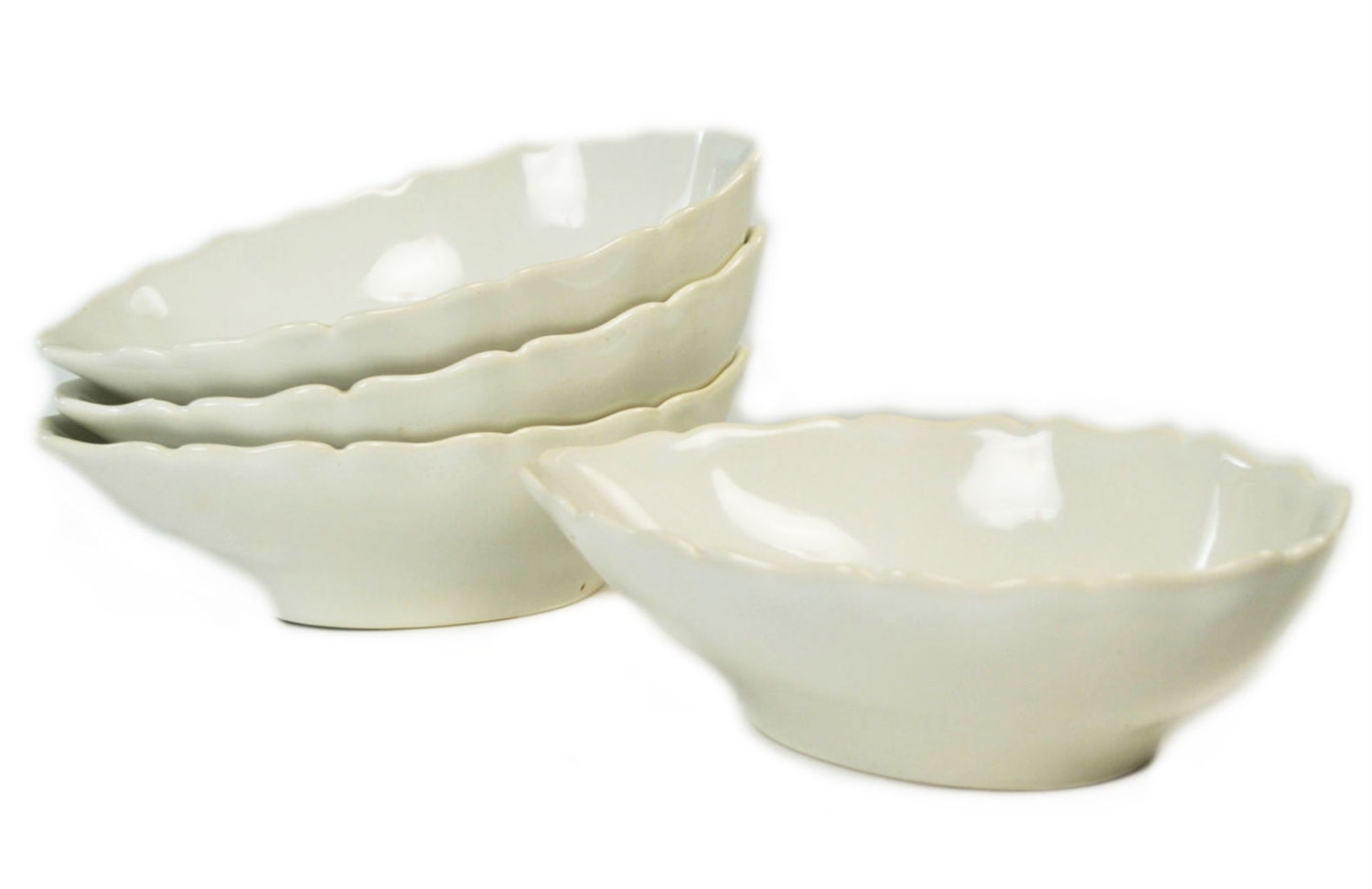 4 Small White Condiment Bowls by ICTC Vintage English 1960s Haute Juice