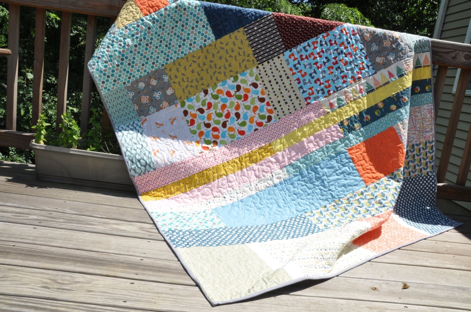 Modern Patchwork Throw Quilt Blanket for Sofa Guest Bed