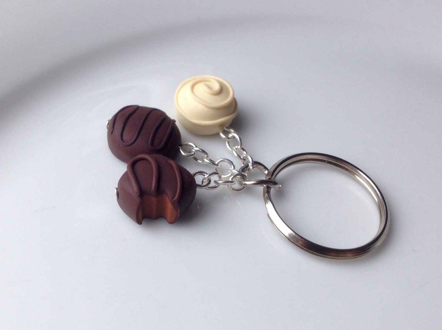 Chocolate Keyring Keychain Polymer Clay by HazelGuestDesign