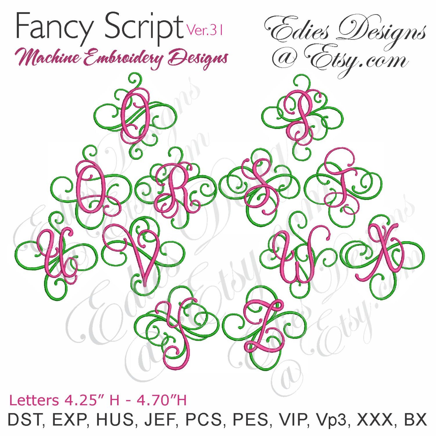 Fancy Script Ver 31 Monograms Machine Embroidery Designs