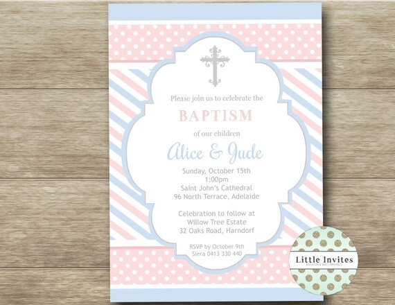 Twin Baptism Invitation/baptism by LittleInvites on Etsy