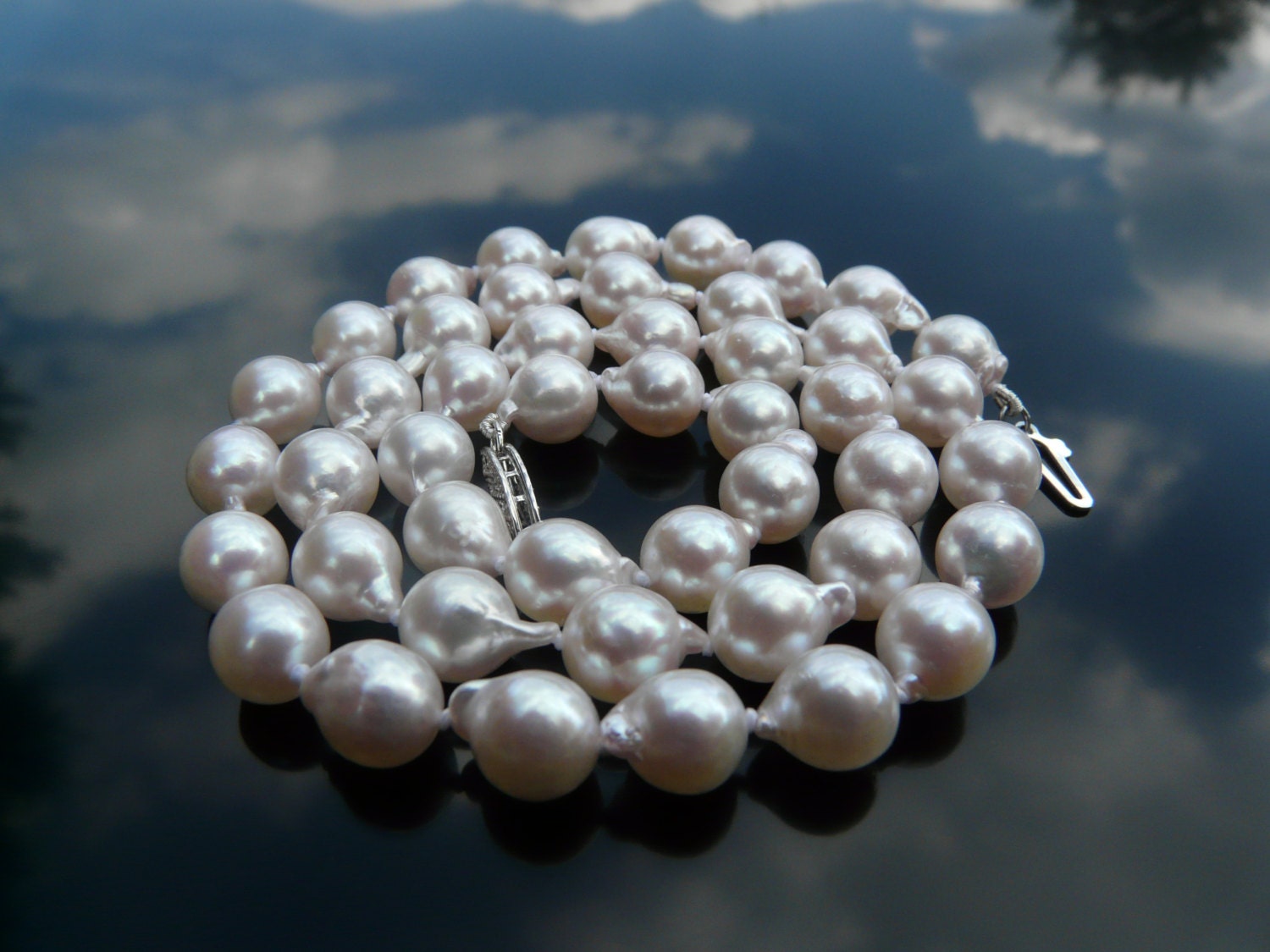 Genuine Akoya Pearl Necklace White Saltwater Pearl Necklace 2273