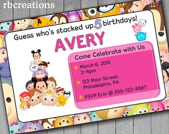 bowling party invitation tsum tsum party tsum tsum birthday il_340x270.835099812_j3iy bowling party invitation tsum tsum party tsum tsum birthday,Tsum Tsum Invitation