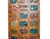 India Tribal Animals Carved Door Panel Ethnic Vintage Patina 72in