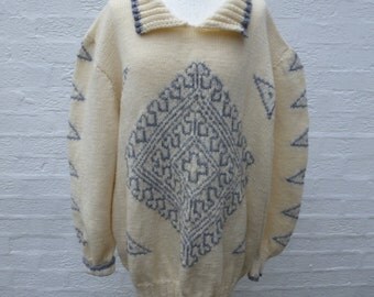 Jumper womens sweater fall top ladies vintage 90s knit wool top winter sweater chunky jumper handmade vintage large boyfriend oversized top.