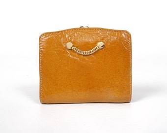 Vintage Bond Street Wallet - Brown Gold Leather - Gold Tone Metal - Unused