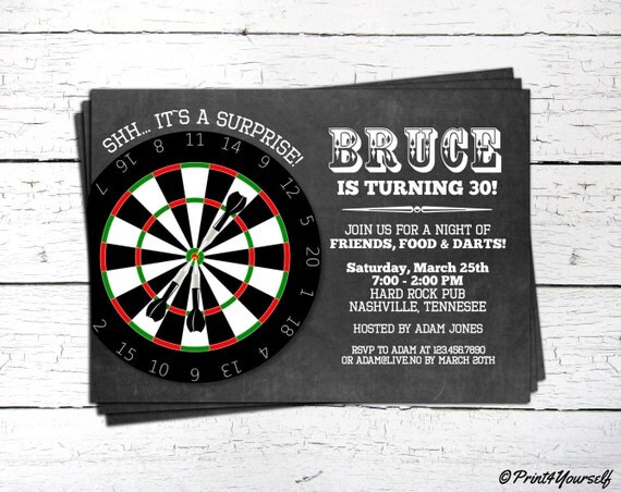 Dart Birthday Invitation // Personalized by Print4Yourself on Etsy