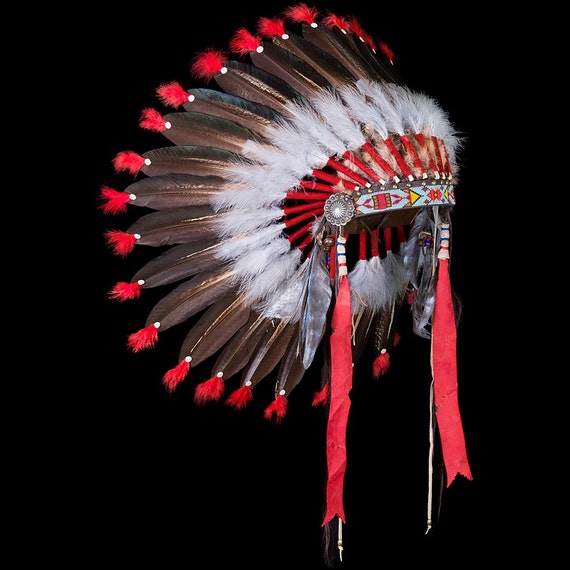 Blackfoot style feather bonnet headdress by 4colorsstore on Etsy