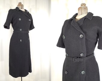 Vintage 1960s Dress / 60s Black XL Mod Dress / Plus Size Black Wiggle Dress