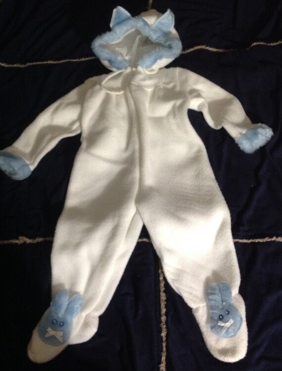 Infants Easter Bunny Costume ~ Hooded Footiess - Easter / Halloween Costume, Dress Up, Role Play, Reenactment