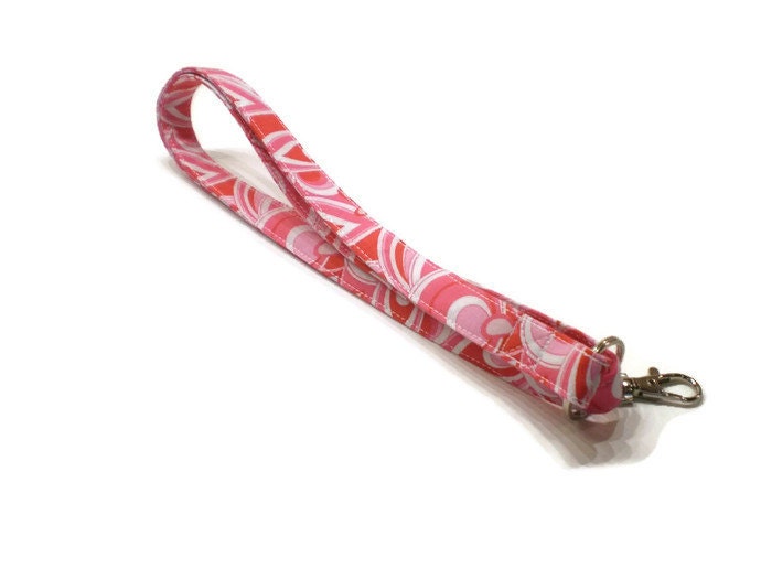 Pink ID badge lanyard personalized key lanyard by ItsSewYouDear