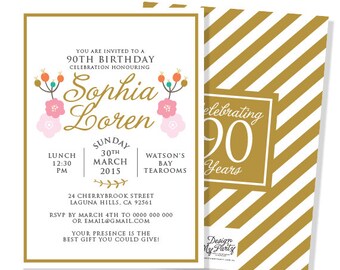 90th Birthday Invitation – Etsy