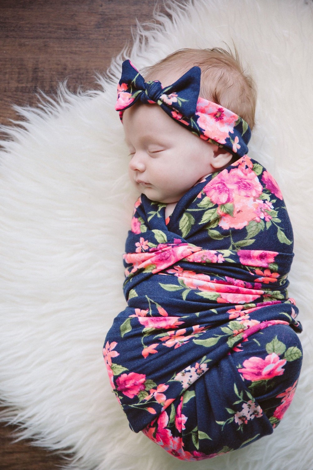 Secret Garden Swaddle Blanket and Headband Set / Knit Swaddle