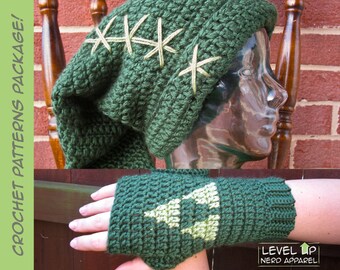Legend of Zelda Crochet Pattern Super Package! Link hat and Triforce mitts PATTERNS || Multiple sizes || Instant Download