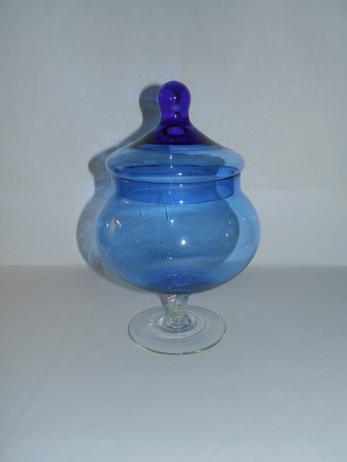vintage blue glass apothecary jar